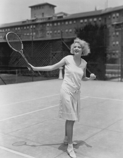 Vintage photo of a female tennis player