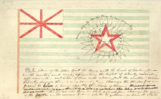 William H. Wharton’s proposed flag design paired blue-and-white stripes with an English Union Jack and a radiant lone star.