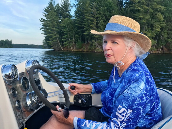 Mom still loves driving the boat and pulling water-skiers