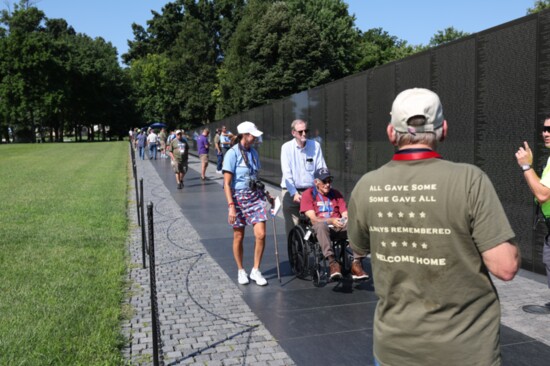 Honor Flight Vets at the Vietnam War Memorial 