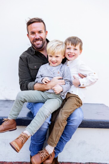 Justin Dyar with his nephews, Finn Hammer and Banks Hammer