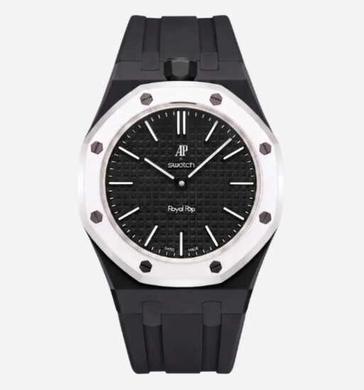 Black Rubber Strap & Case For AP x Swatch Royal Pop, $95