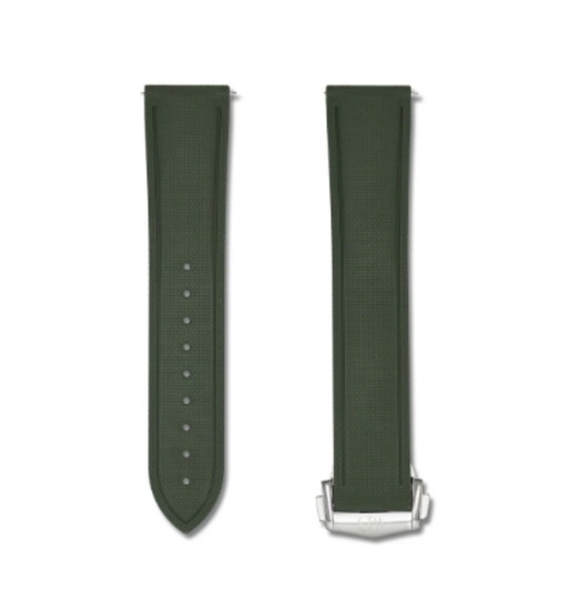 Forest Green Deployant Clasp Quick Release Rubber Sailcloth Strap 20mm, $95