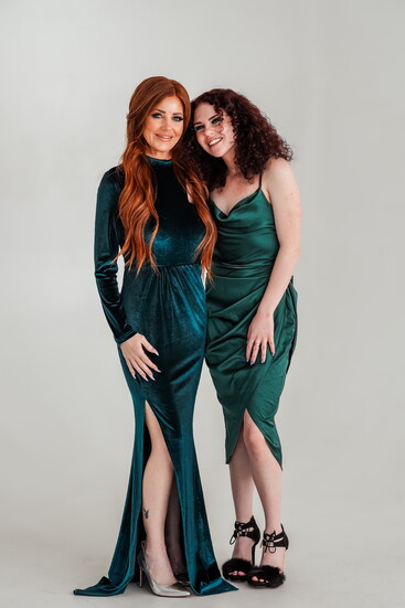Mother and daughter making people beautiful