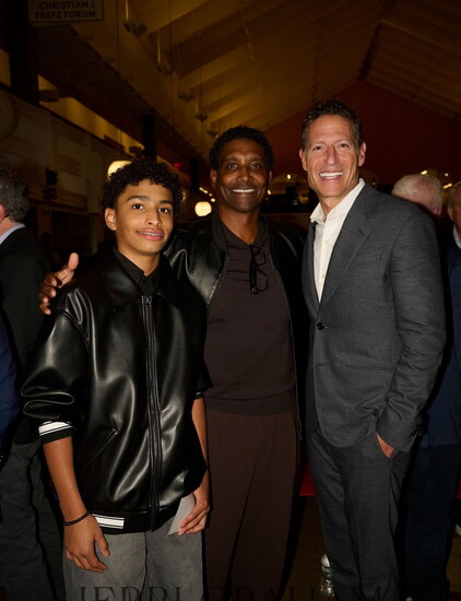 Jay Norris, center, with Mark Shapiro, right, at the Innovator of the Year Awards. Photo by Jerri Graham.