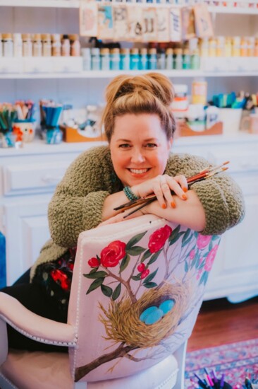 Holly in her cozy studio.