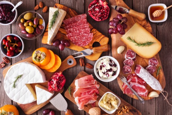 A Balanced Spread of Fruits, Meats, Cheeses and Honey
