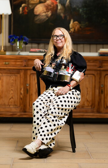 Susan on set with the toolkit that keeps all her essential gear close at hand.