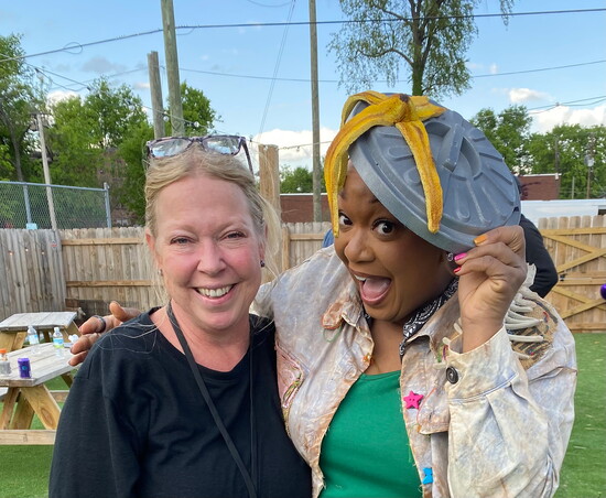 Susan Bourdeau with Food Network star Sunny Anderson, co-starred with Oscar the Grouch in the 2023 Sesame Street special, "Oscar's Handmade Halloween"