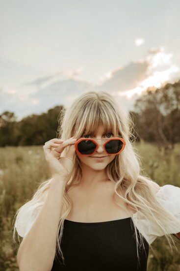 Sunglasses provided by SEE Eyewear / Dress provided by Rochester Salvage + Supply / Model; Maddy Petz