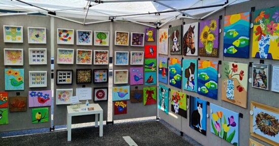 Artwork created during the Special Friends classes on display at the Market Street Fine Art Festival