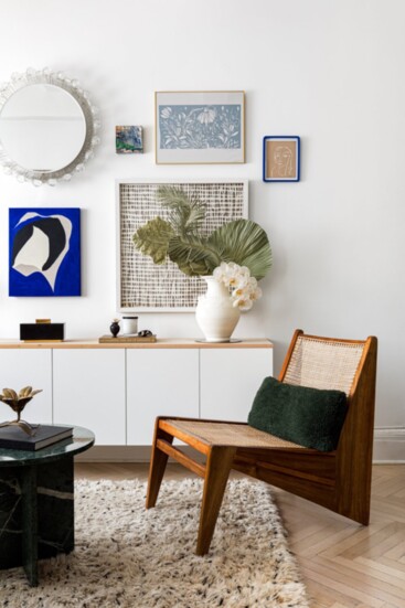 Example of an Organic Cluster featuring abstract art. Photo by Sean Litchfield, Design by Amy Courtney Design.