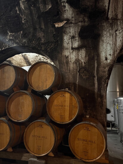 Stone Hill Winery. Their cellar tour is a must-do.