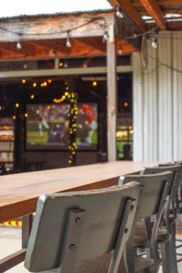 The Coach House rolls out a large projector screen inside for games and big events.