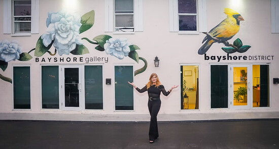 Diane in front of Bayshore Gallery & The Bayshore District Offices