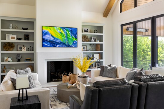 The family room blends clean interior design with a view of the beautiful Cottontown countryside.