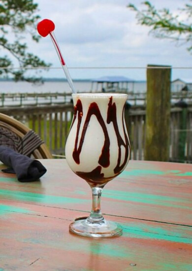 A bushwacker overlooking the canal at GT's on the Bay. 
