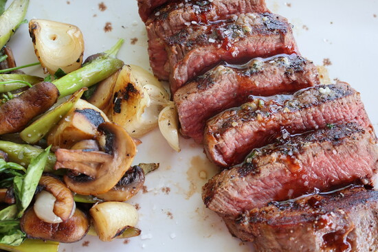 Beef Tenderloin with Wild Mushrooms and Asparagus