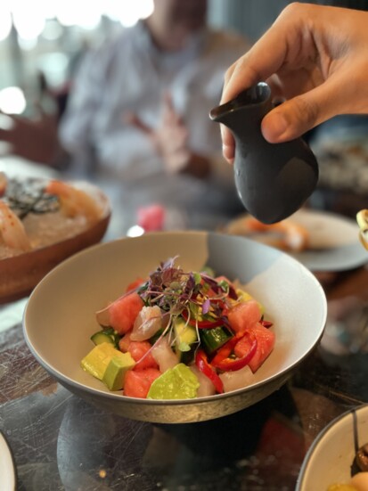 Snacks at The Panorama Room. Tuna with a view.