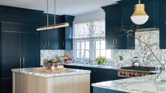A rich blue kitchen designed by Stark & Howard. Photo by Julia D'Agostino. 