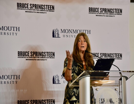 Chapman speaking at the Springsteen Archives and Center for American Music