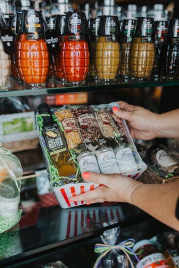 Movie night? How about a popcorn-themed gift basket boasting a variety of flavors? 