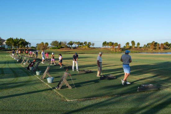 Golfers warming up before the round.