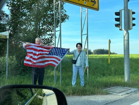 Norman's friends welcoming him back to Germany