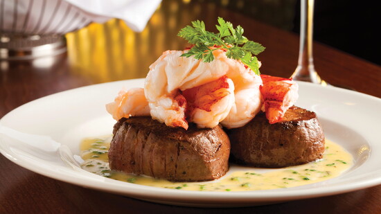 Seared Tenderloin with Butter Poached Lobster Tails