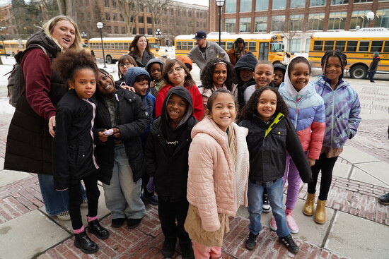 Students arriving for the Jazz at Lincoln Center Orchestra School Day Performance; photography by Peter Smith.