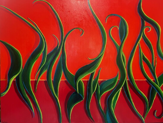 Viviparous, acrylic, 48" x 36"