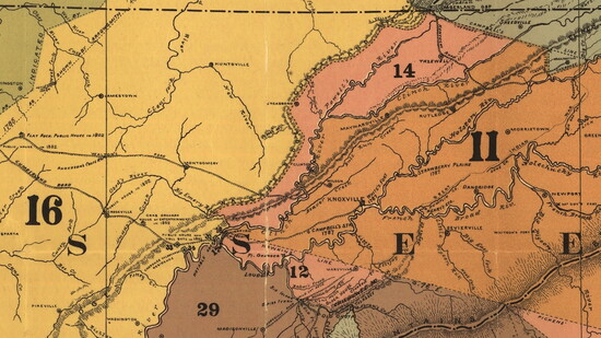 “Cherokee Nation of Indians” map (detail) by Charles Royce, 1884