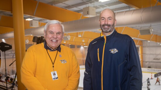 Nashville Predators Radio and Television Sportscasters Pete Weber and Willy Daunic