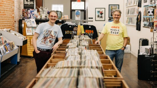 Father-and-son team John and Ben Jankow overseeing their record store