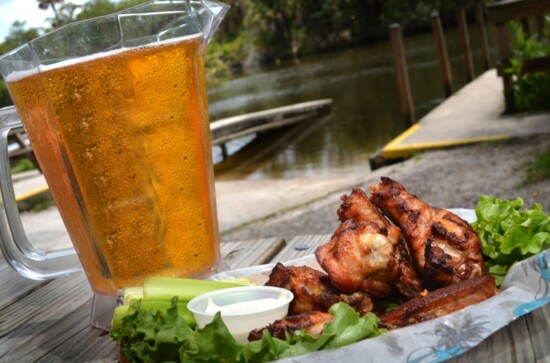 Jumbo Smoked Chicken Wings with draft beer...doesn't get any better than that.
