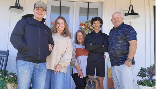 Left to right are Sean Buntin II, his girlfriend Emari Hutto, Katie Buntin, William Buntin and Sean Buntin. In front is Daisy Mae.