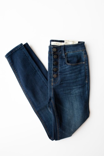 Ella Sky High Rise Button Skinny, $89