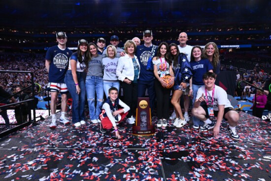 Coach Hurley with family and friends after the last game. 