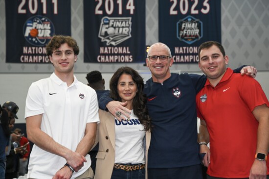 Dan Hurley with his wife, Andrea, and sons Andrew (left), and Danny.