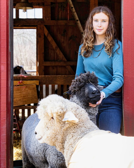 Penny with two members of her flock