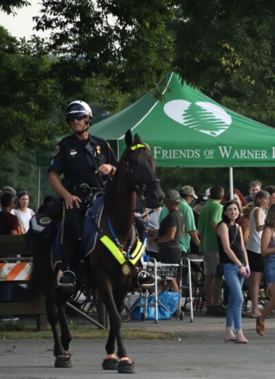 Sgt. Kevin Cooper and Lex of the  Metro Parks Mounted Patrol.