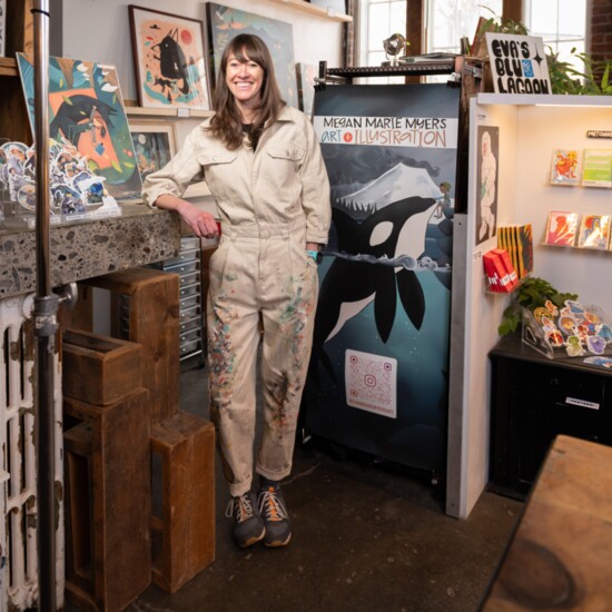 Megan Myers stands inside her working studio space at The Workhouse in Bend. 