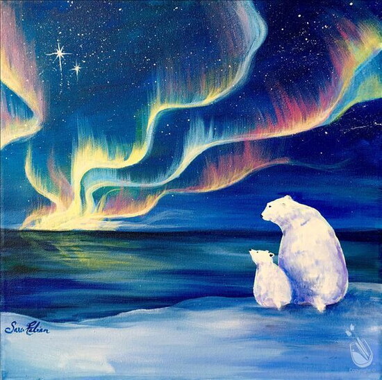 Polar Bear and Northern Lights