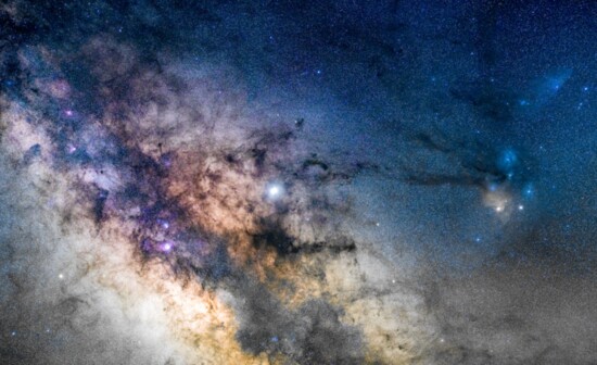 This image reveals the stunning beauty of the Galactic Core, the densely packed central region of our Milky Way galaxy, where stars and dust clouds converge.