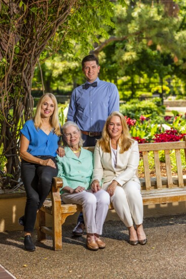 Nancy Froman, Sue Sumner, Stephanie Brentlinger and Patrick Newman at Fort Worth Botanic Gardens.