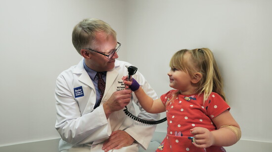 Dr. Parsons with patient Freya.