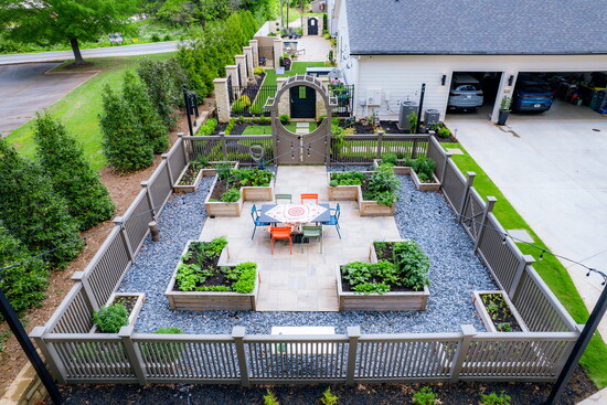 A farm-to-table vegetable garden and al fresco dining room.