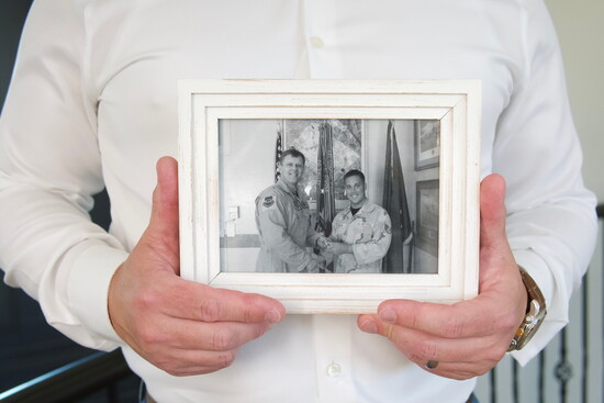 James Regan with his father’s USAFA classmate, Brigadier General Frank Gorenc, in Iraq.