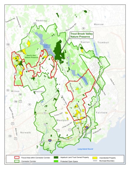 Aspetuck Land Trust Green Corridor Map