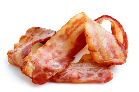 Two slices of crispy bacon